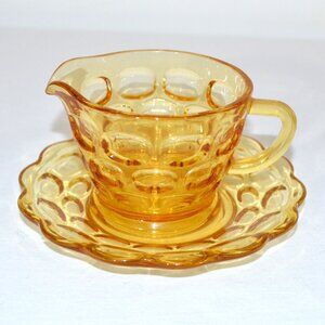 Vintage Federal Glass Yorktown Gold Creamer Cozy Kitchen Coffee Tea